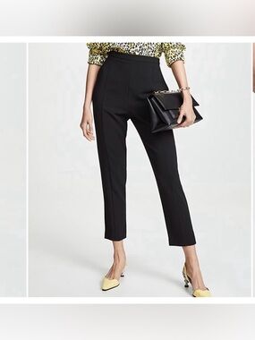 Black Halo Juma Pant Tailored Cropped Straight Leg Career Casual Black Size 2